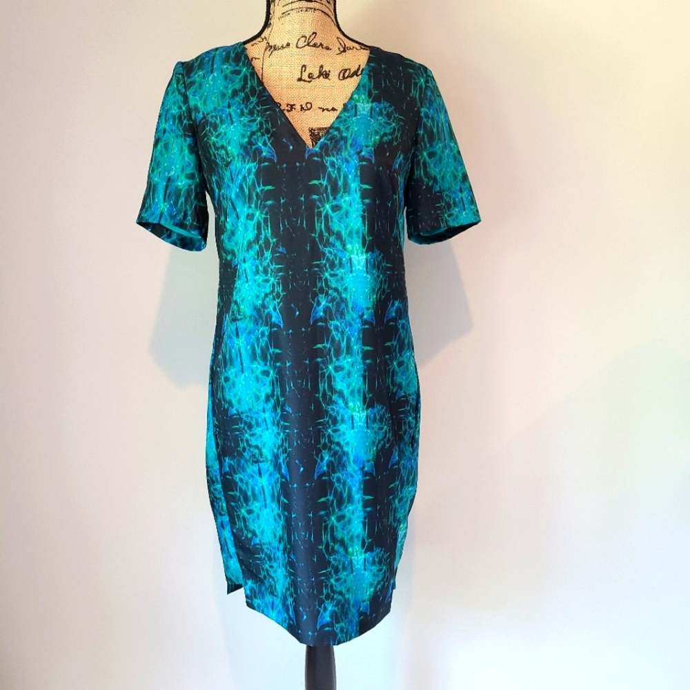Reiss Jarina Sheath Dress Aqua color Pockets Size 6